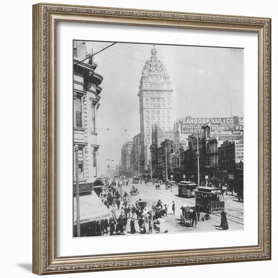This Ca. 1900 Photograph Shows a Street Scene in San Francisco, California-null-Framed Photographic Print