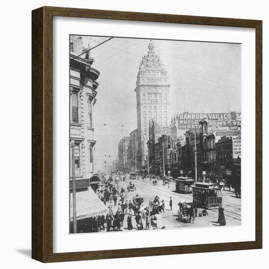 This Ca. 1900 Photograph Shows a Street Scene in San Francisco, California-null-Framed Photographic Print