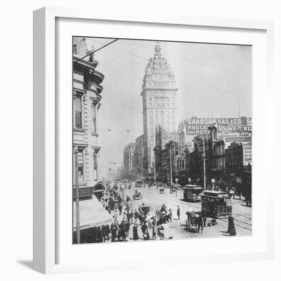 This Ca. 1900 Photograph Shows a Street Scene in San Francisco, California-null-Framed Photographic Print