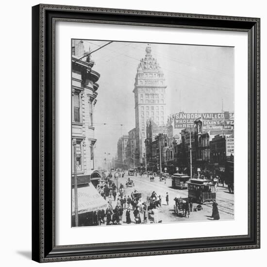 This Ca. 1900 Photograph Shows a Street Scene in San Francisco, California-null-Framed Photographic Print