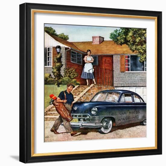 "This Car Needs Washing", October 3, 1953-Amos Sewell-Framed Giclee Print
