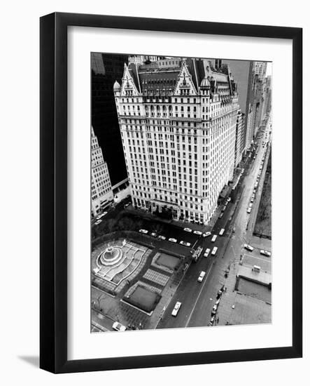 This General View Shows the Plaza Hotel on Fifth Avenue and Central Park South-null-Framed Photographic Print