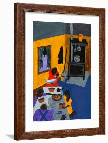 This Is a Family Living in Harlem, 1943-Jacob Lawrence-Framed Art Print