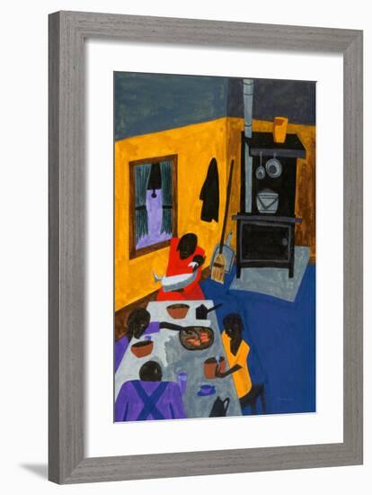 This Is a Family Living in Harlem, 1943-Jacob Lawrence-Framed Art Print