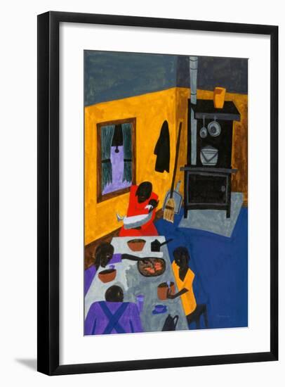 This Is a Family Living in Harlem, 1943-Jacob Lawrence-Framed Art Print