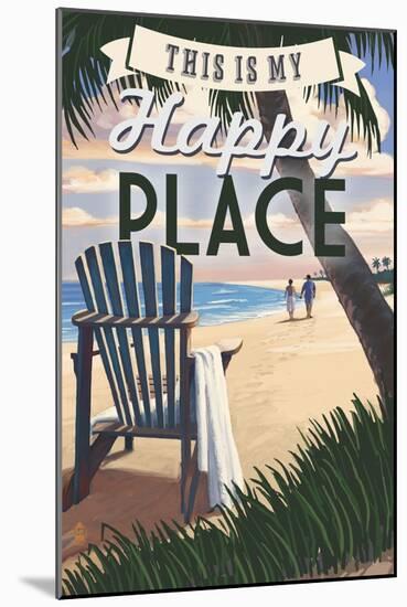 This is My Happy Place - Adirondack Chair and Sunset-Lantern Press-Mounted Art Print