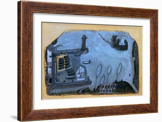 'This Is Sain Fishery That Used to Be': St. Ives Harbour and Godrevy Lighthouse-Alfred Wallis-Framed Giclee Print