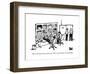 "This is the break room, where we watch reruns of classic security footage - New Yorker Cartoon-Drew Dernavich-Framed Premium Giclee Print