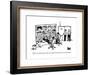 "This is the break room, where we watch reruns of classic security footage - New Yorker Cartoon-Drew Dernavich-Framed Premium Giclee Print
