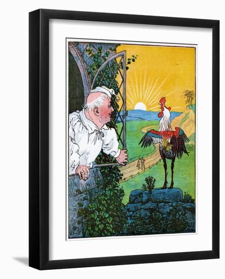 this is the Rooster that Crowed in the Morn, that Woke the Judge All Shaven and Shorn , Illustrati-Randolph Caldecott-Framed Giclee Print