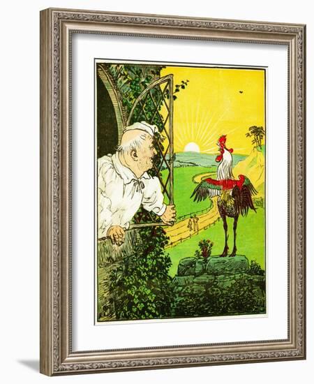 this is the Rooster that Crowed in the Morn, that Woke the Judge All Shaven and Shorn , Illustrati-Randolph Caldecott-Framed Giclee Print