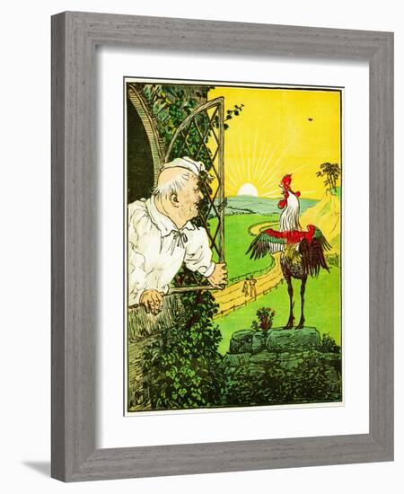 this is the Rooster that Crowed in the Morn, that Woke the Judge All Shaven and Shorn , Illustrati-Randolph Caldecott-Framed Giclee Print