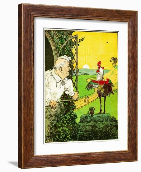 this is the Rooster that Crowed in the Morn, that Woke the Judge All Shaven and Shorn , Illustrati-Randolph Caldecott-Framed Giclee Print