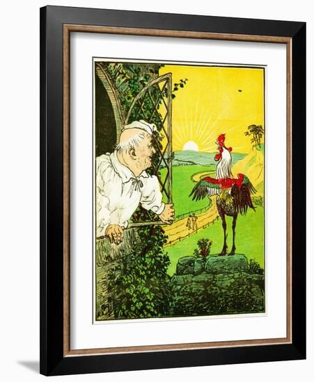 this is the Rooster that Crowed in the Morn, that Woke the Judge All Shaven and Shorn , Illustrati-Randolph Caldecott-Framed Giclee Print