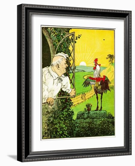 this is the Rooster that Crowed in the Morn, that Woke the Judge All Shaven and Shorn , Illustrati-Randolph Caldecott-Framed Giclee Print