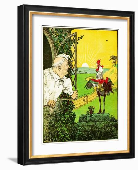 this is the Rooster that Crowed in the Morn, that Woke the Judge All Shaven and Shorn , Illustrati-Randolph Caldecott-Framed Giclee Print