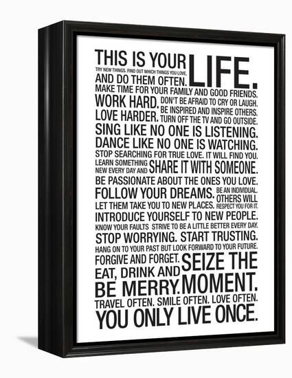 This Is Your Life Motivational Poster-null-Framed Stretched Canvas