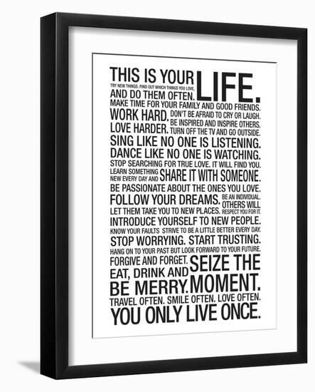This Is Your Life Motivational Poster-null-Framed Art Print