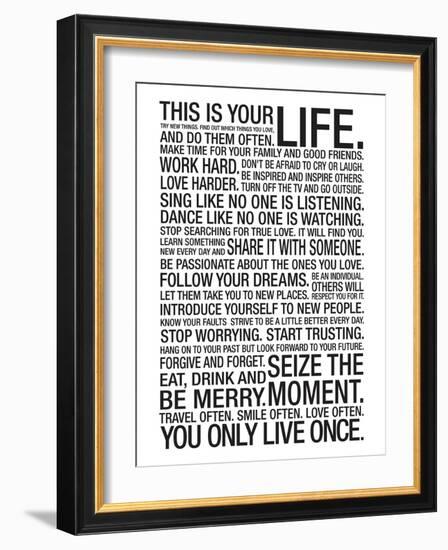 This Is Your Life Motivational Poster-null-Framed Art Print