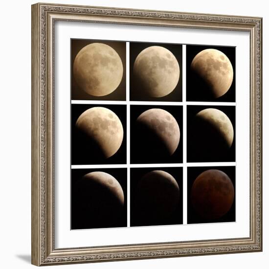 This Sequence of Photographs Shows the Total Eclipse of the Moon over Denver, Colorado-null-Framed Photographic Print