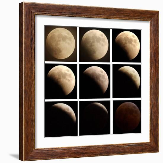 This Sequence of Photographs Shows the Total Eclipse of the Moon over Denver, Colorado-null-Framed Photographic Print