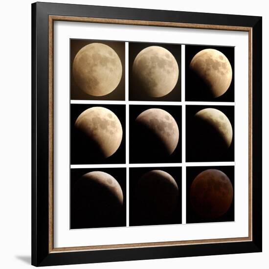 This Sequence of Photographs Shows the Total Eclipse of the Moon over Denver, Colorado-null-Framed Photographic Print