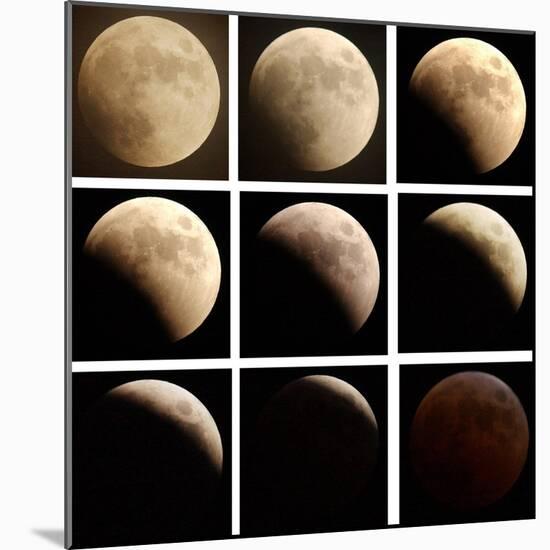 This Sequence of Photographs Shows the Total Eclipse of the Moon over Denver, Colorado-null-Mounted Photographic Print