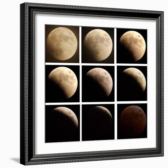 This Sequence of Photographs Shows the Total Eclipse of the Moon over Denver, Colorado-null-Framed Photographic Print