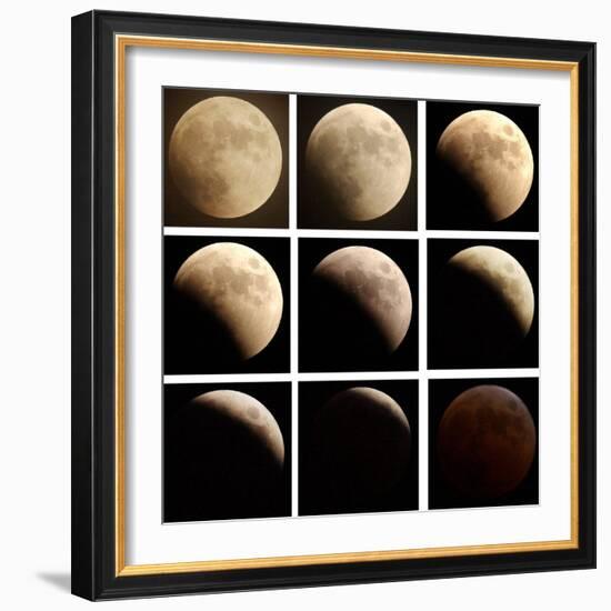 This Sequence of Photographs Shows the Total Eclipse of the Moon over Denver, Colorado-null-Framed Photographic Print