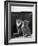 This Small Grey and White Kitten Stares up at the Ceiling While Sitting Next to a Large Mirror-Thomas Fall-Framed Photographic Print