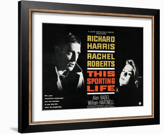 THIS SPORTING LIFE, US lobbycard, from left: Richard Harris, Rachel Roberts, 1963.-null-Framed Art Print