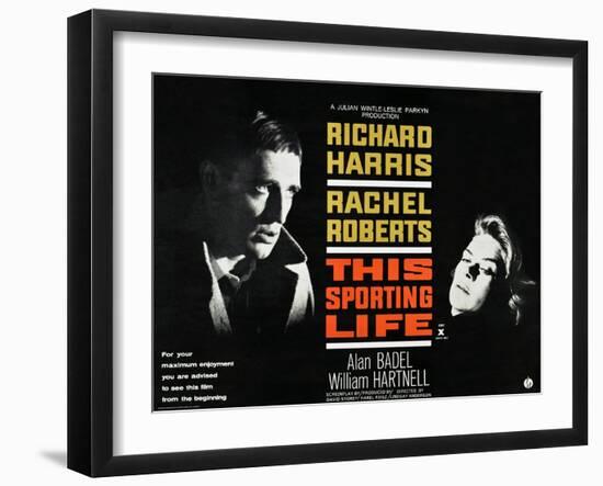 THIS SPORTING LIFE, US lobbycard, from left: Richard Harris, Rachel Roberts, 1963.-null-Framed Art Print