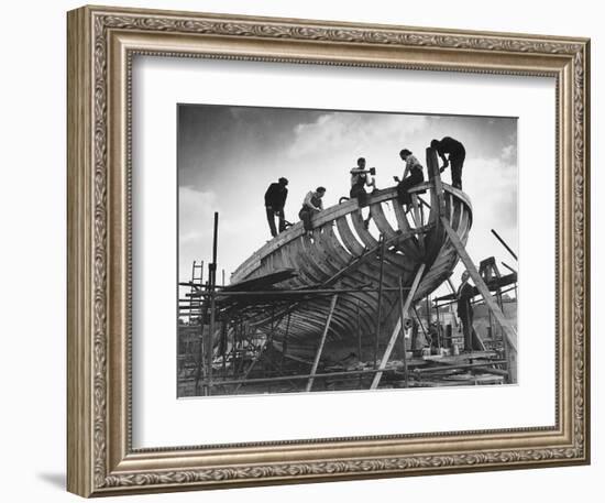 This Wooden Fishing Boat was Built by 60 People in 100 Days, WW2 Topsham Shipyard 1944--Framed Photographic Print