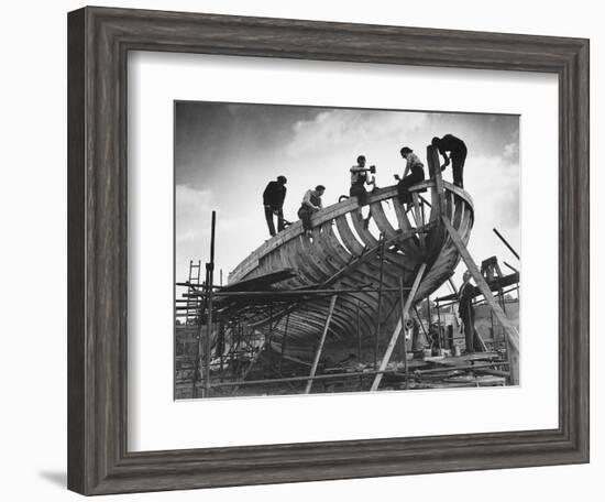 This Wooden Fishing Boat was Built by 60 People in 100 Days, WW2 Topsham Shipyard 1944--Framed Photographic Print