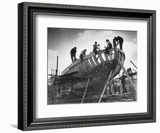 This Wooden Fishing Boat was Built by 60 People in 100 Days, WW2 Topsham Shipyard 1944--Framed Photographic Print