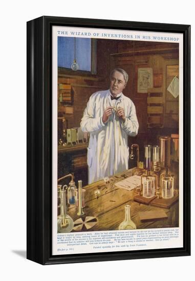 Thomas Alva Edison American Inventor in His Workshop at West Orange New Jersey-John Cameron-Framed Stretched Canvas