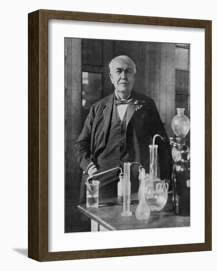 Thomas Alva Edison American Inventor on His 77th Birthday in His West Orange Laboratory-null-Framed Photographic Print