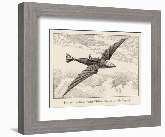 Thomas Alva Edison's Flying Canoe the Smaller of His Two Projected Flying Machines-null-Framed Art Print
