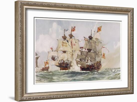 Thomas and Edward Howard are Sent by Henry VIII to Deal with the Scottish Captain Andrew Barton-Charles Dixon-Framed Art Print