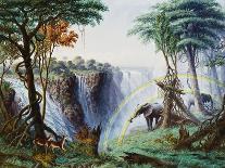 Victoria Falls with Stampeding Buffalo-Thomas Baines-Giclee Print