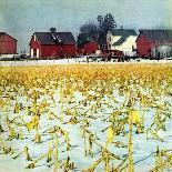 "Winter Cornfield," Country Gentleman Cover, January 1, 1946-Thomas Benner-Giclee Print