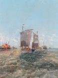 The First Boat in from Mackeral Fishing, Boulogue, 1889 (Watercolour on Paper Laid on Canvas)-Thomas Bush Hardy-Giclee Print