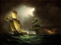 A Smuggler Chased by a Brig, 19Th Century (Oil on Canvas)-Thomas Buttersworth-Giclee Print