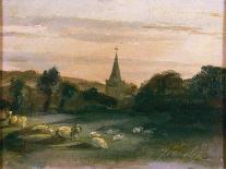 Suffolk Landscape, a Wide Road with a Small House, a Church and Trees-Thomas Churchyard-Giclee Print