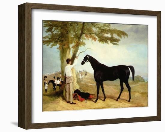 Thomas Cosbys Charger Black Prince with the Troopers of the Royal Guard Beyond, 1823-Richard Barrett Davis-Framed Giclee Print