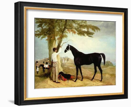 Thomas Cosbys Charger Black Prince with the Troopers of the Royal Guard Beyond, 1823-Richard Barrett Davis-Framed Giclee Print