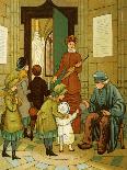A Woman Stands Holding a Baby with Two Children and a Dog-Thomas Crane-Giclee Print