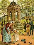 A Woman Stands Holding a Baby with Two Children and a Dog-Thomas Crane-Framed Giclee Print