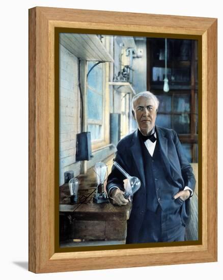 Thomas Edison (1847-1931). Photographed With His 'Edison Effect' Lamps in 1915-null-Framed Premier Image Canvas