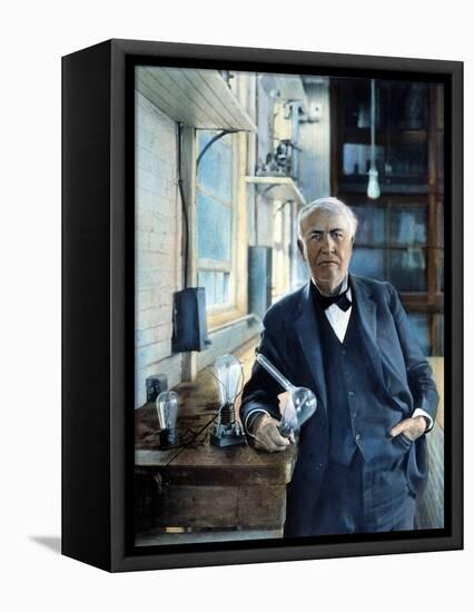 Thomas Edison (1847-1931). Photographed With His 'Edison Effect' Lamps in 1915-null-Framed Premier Image Canvas